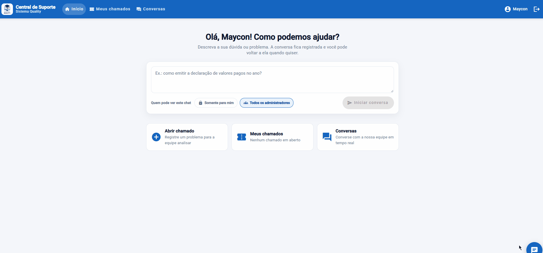 Chat com o assistente virtual
